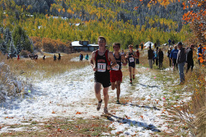 Aspen’s first varsity runner Hudson McNamee runs down into Haleakala