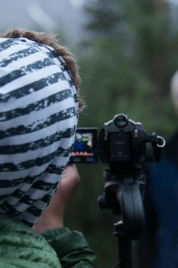 Jacob Kadpta filming with National Geographic photographer and bear biologist Matthias Breiter.
