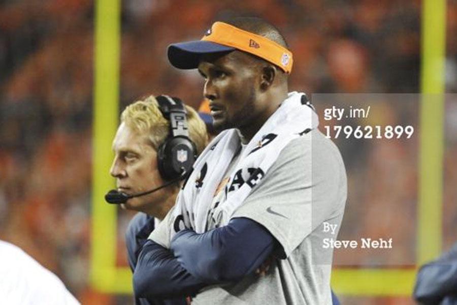 Champ Bailey gets into his coaching mindset during a game in which he was injured last season.