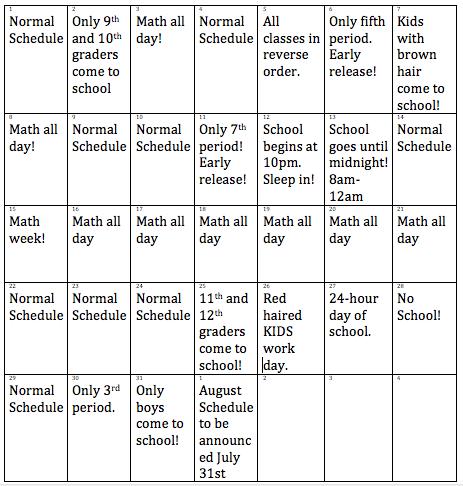 July 2014 Schedule 