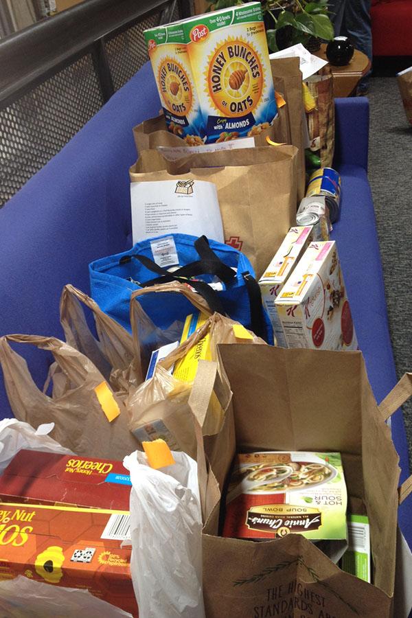 Some of the food collected by AHS students for the holiday food drive.