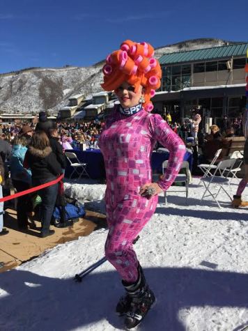 Members of the LGBT community dressed up in hilarious costumes for gay ski week's downhill.