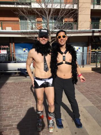 Members of the LGBT community dressed up in hilarious costumes for gay ski week's downhill.