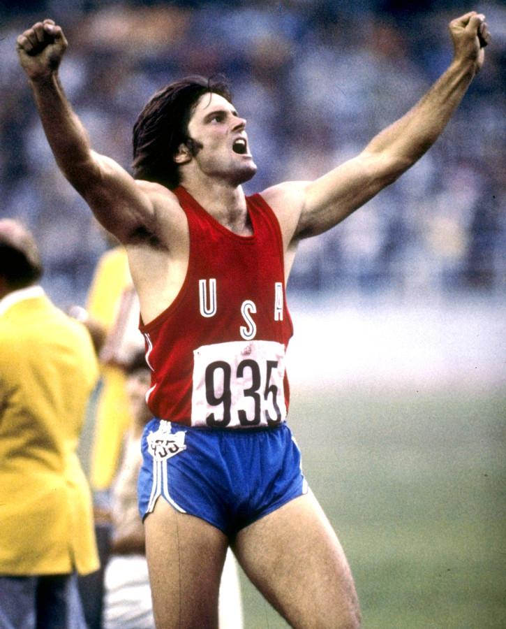 Jenner as he crossed the finish line that won him the gold medal. 