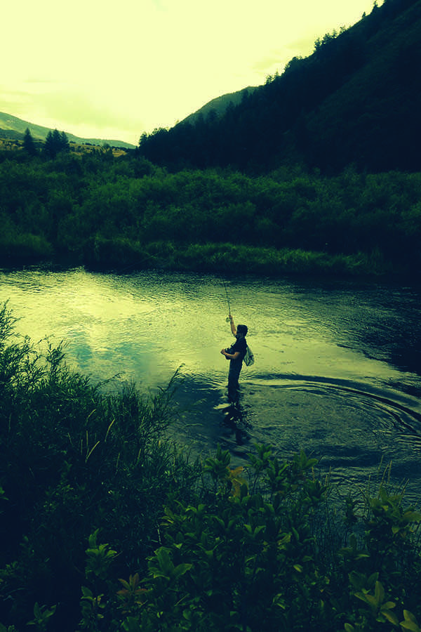 Myself hooked up on the Frying Pan River on a recent evening. 