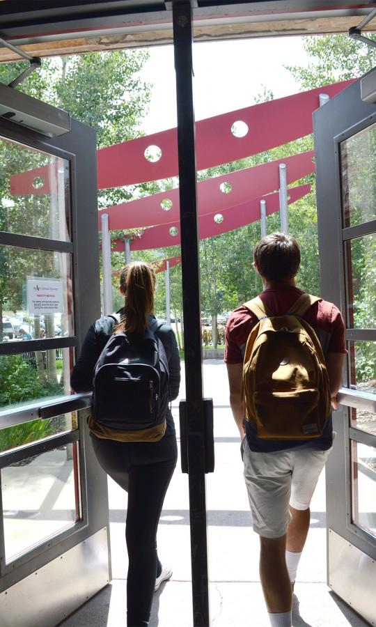 Seniors Maddie Dowley and Zac Storm leave AHS during their lunch hour.