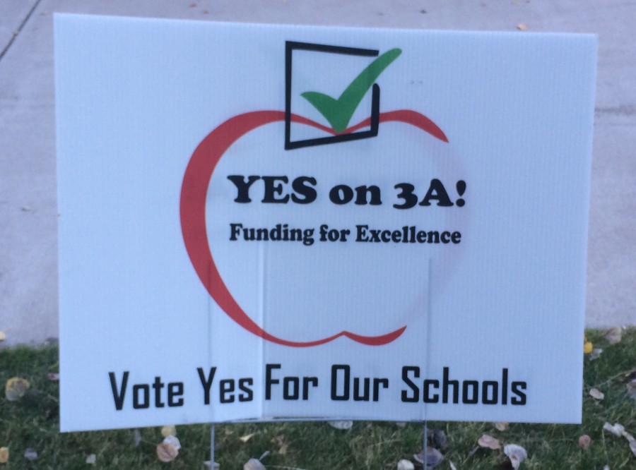 A sign in Aspen yard convincing homeowners to vote for the 3A measure.