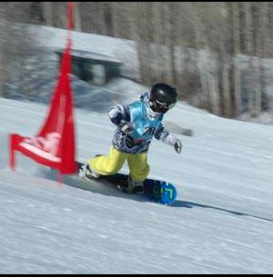 Jack Chase racing back in his early snowboard years 
