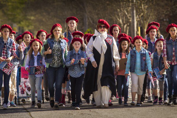 From left: Claire Rawlins (Kristen Bell), Michelle Darnell (Melissa McCarthy) and the Girl Scouts are determined to sell lots of cookies in the film “The Boss,” that opened April 7. 