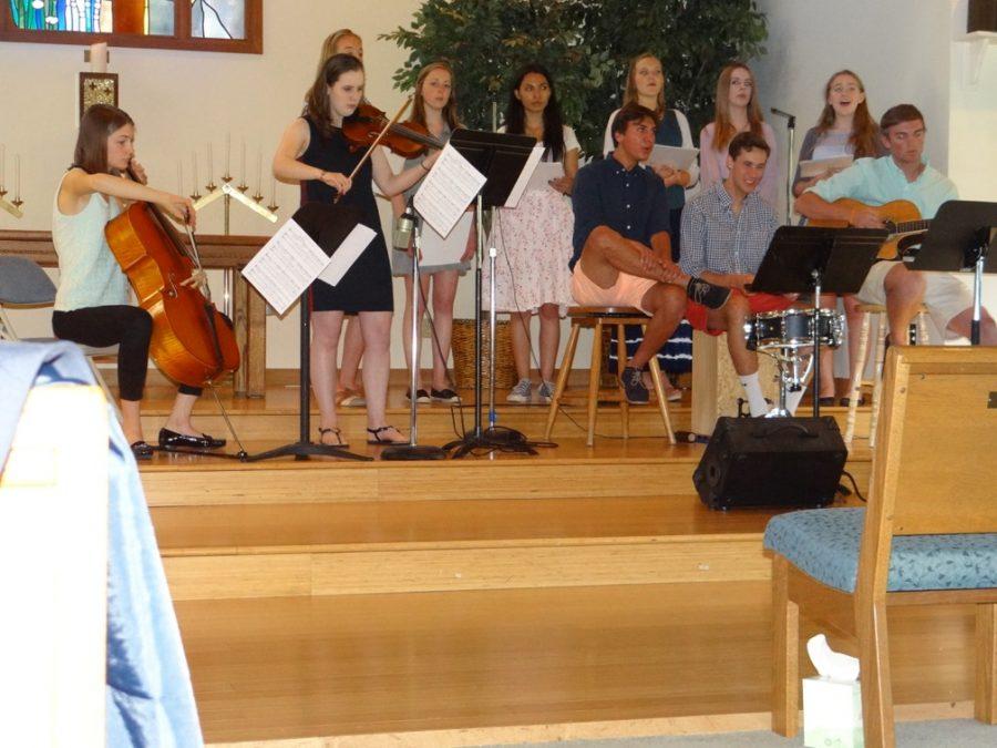 The AHS Folk Group performs at the Baccalaureate Service at the Snowmass Chapel.