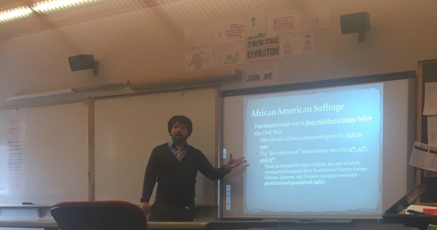 Fregly lecturing one of his Civics classes. 