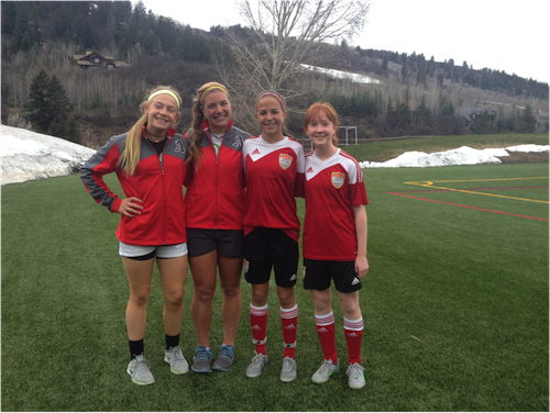 The four girls who made the team: U16: Margo McHugh to the left and Chelsea Moore to the right U14: Delaney Card to the left and Kelly Francis to the right. 