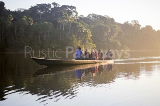 One of the rafts to a rural village in the Amazon.