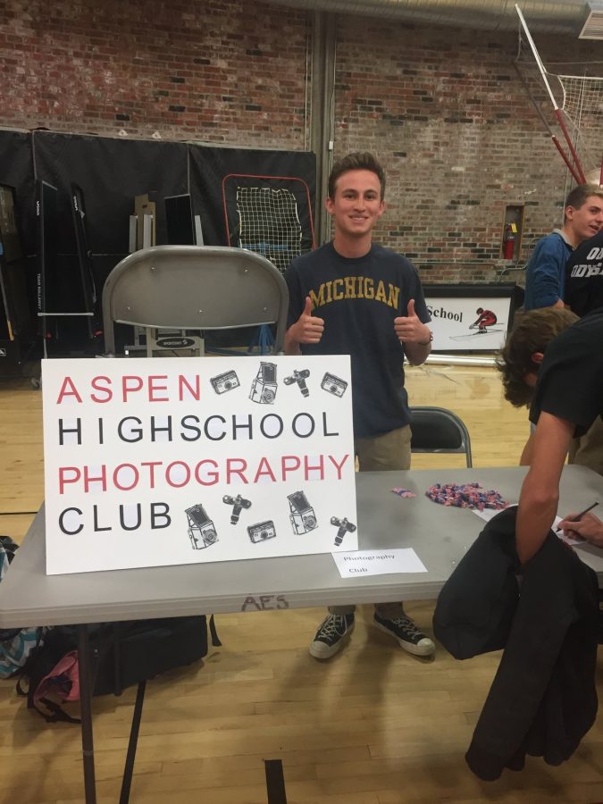 Photography Club founder, Dylan DeGraff, poses during club fair.  