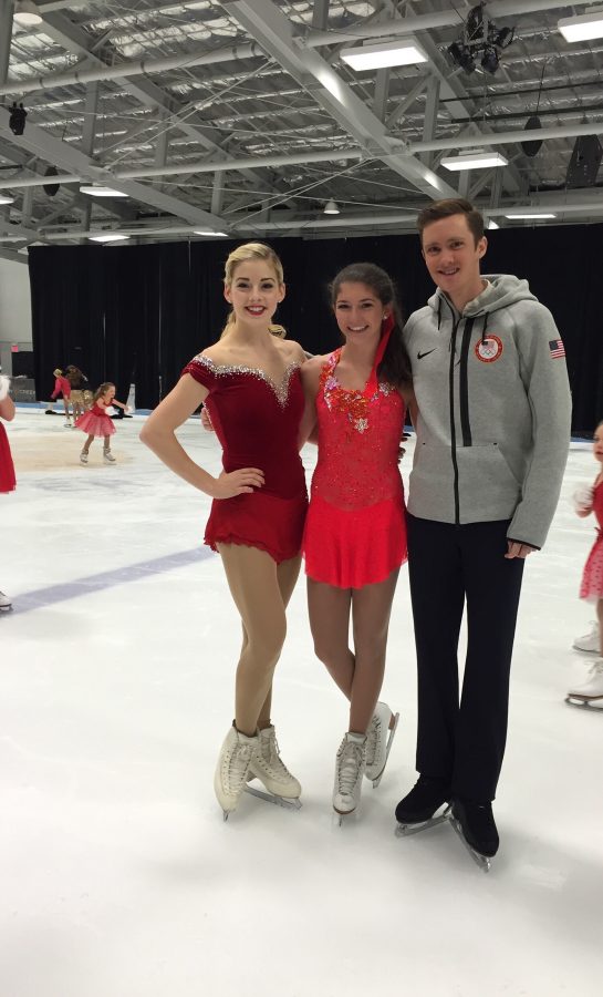 Photo courtesy of Peggy Behr.  
Sari Behr and Olympians Jeremy Abbott and Gracie Gold pose after last years Stars on Ice skating show. 