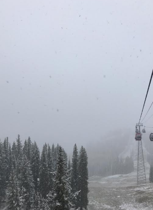 Snow at the top of Aspen Mountain on a cold September Saturday. 

