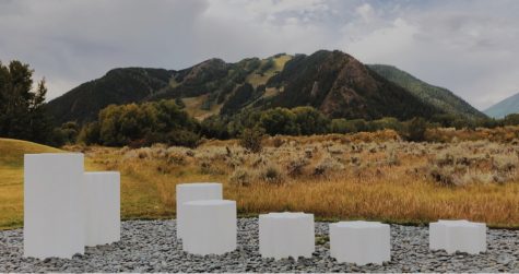 Bauhaus sculpture at Aspen Institute with Highlands in the backround. The photo was taken on local Ex-Ed trip: 3D Art Bootcamp.