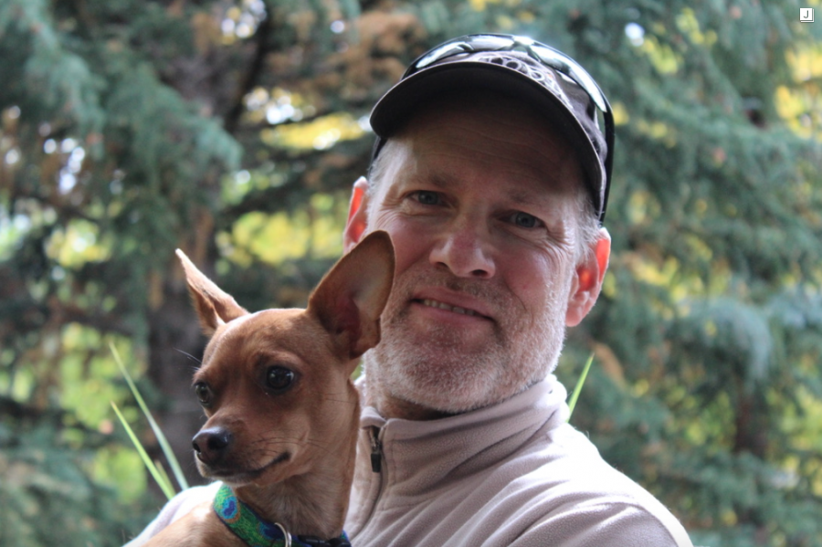 Founder Rob Horning with his dog Dipstick