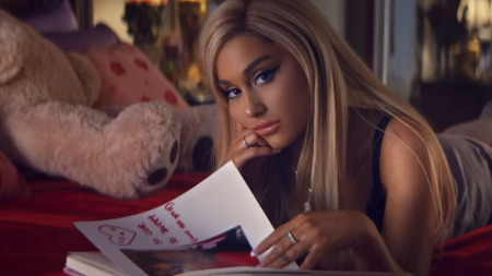 Ariana Grande in her thank u, next music video as Regina George from Mean Girls.