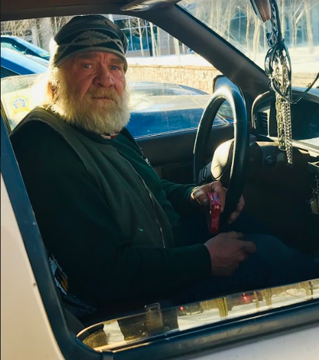 Local homeless man, James Hoge, driving to the Aspen Homeless Shelter.
