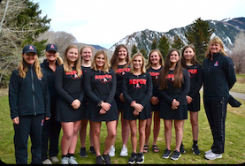 AHS Girls Golf team with new head coach, Martha Richards. (Right)