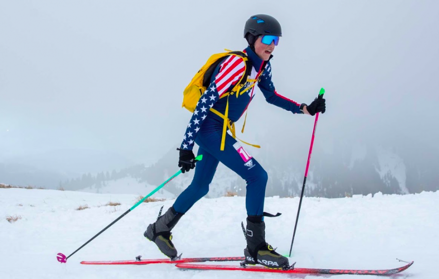 George Beck skinning up in the latest skimo Youth Olympic Race in Switzerland, on team USA.