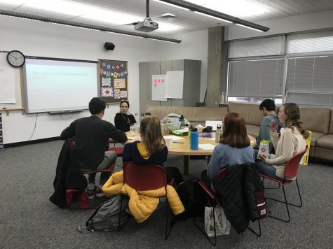 Students in the student SEE committee during a meeting with AHS assistant principal, Sarah Strassburger.
