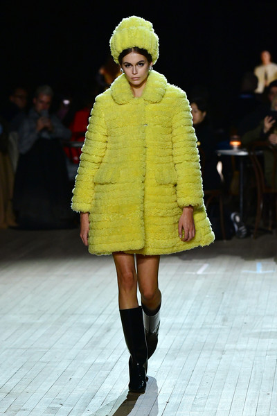 Kaia Gerber, daughter of Cindy Crawford - a famous model from the 90s -  walks for the Marc Jacobs show during New York Fashion Week.