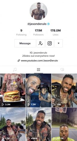 Celebrity singer, Jason Derulo's TikTok account that has amassed over 17 million followers and 180 millon likes.