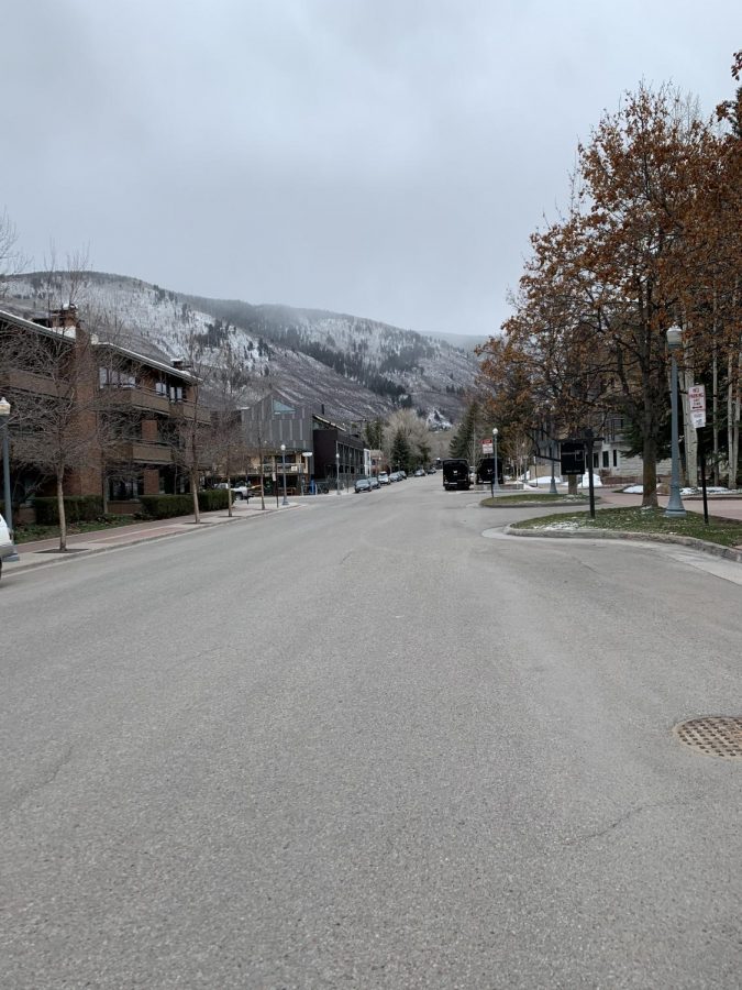 The usually-busy streets of downtown Aspen lack its rush-hour traffic.