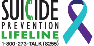 Photo of the National Suicide Prevention Lifeline Logo and Suicide Prevention Awareness Ribbon