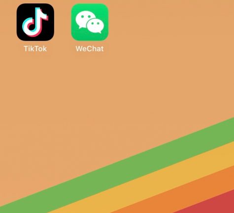 The social media app, TikTok, and the communication app, WeChat on an iPhone homescreen.