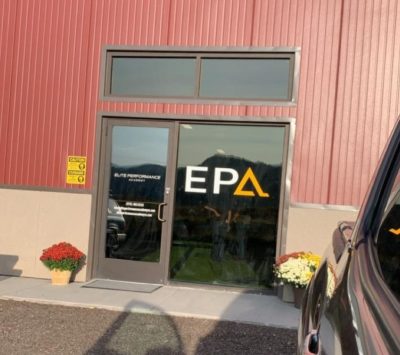 The entrance into the EPA sports warehouse.