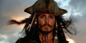 The notorious antiheroic character, Captain Jack Sparrow, from Pirates of the Caribbean.