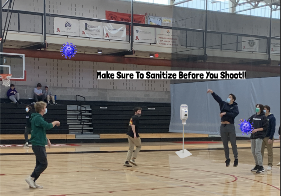 Kids at lunch partake in a COVID- safe Basketball game, always making sure to keep their masks up and sanitizing before every pass, shoot, or dribble!