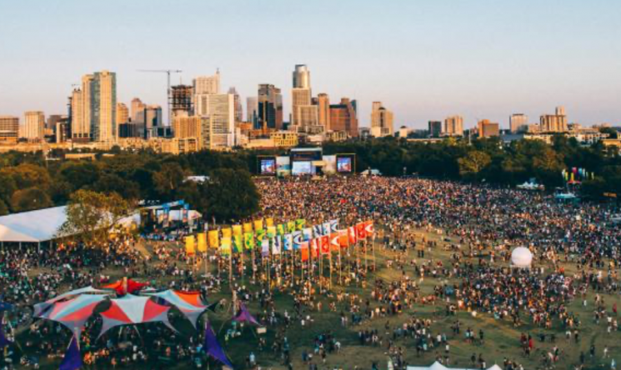 Overhead view of Austin City Limits Festival at Zilker park