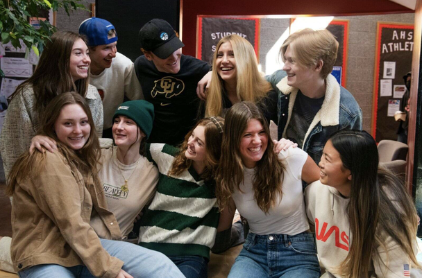 ROOTS peer counselors pose in the Aspen High School Commons.