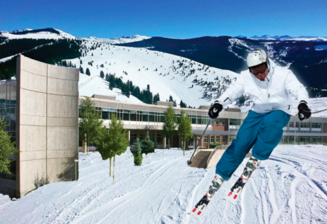 AHS skier transposed in front of AHS.