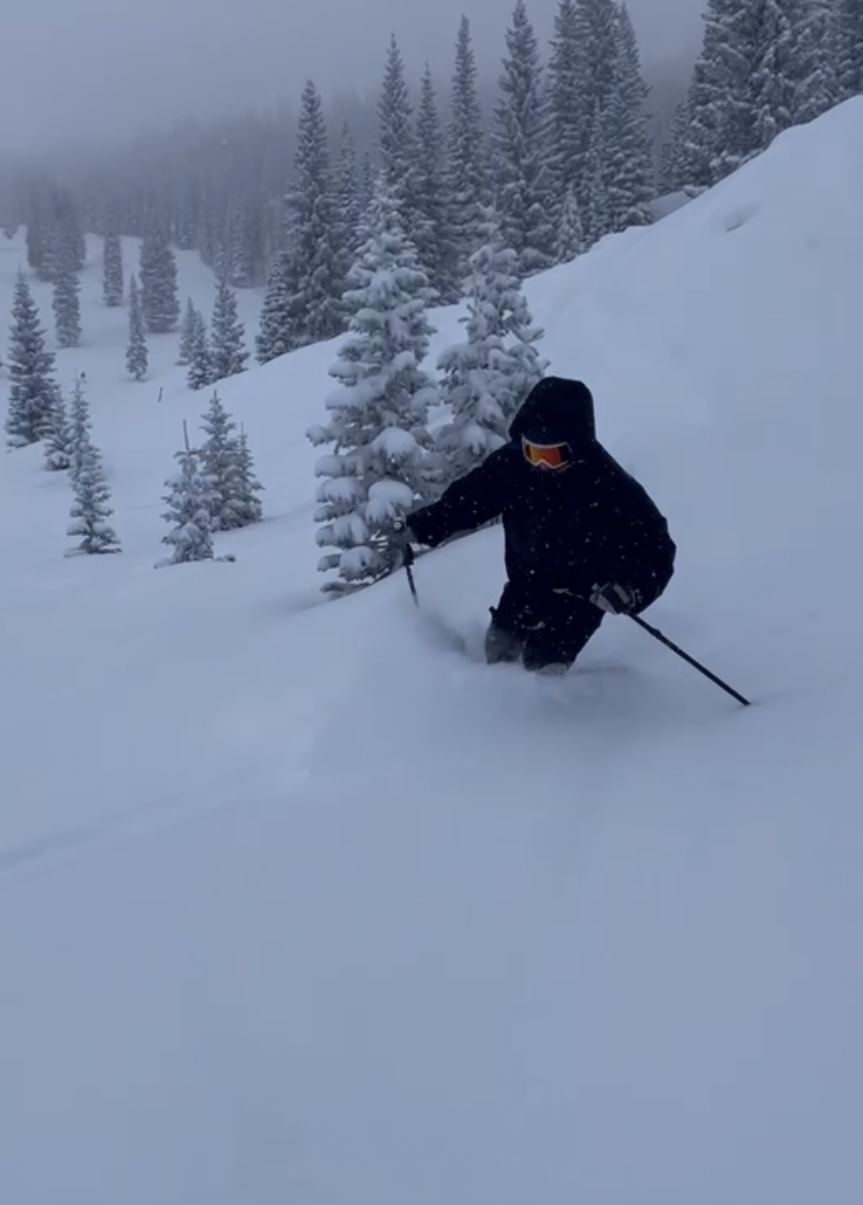 Robert Helsing skiing in powder on January 7 on Aspen Mountain.