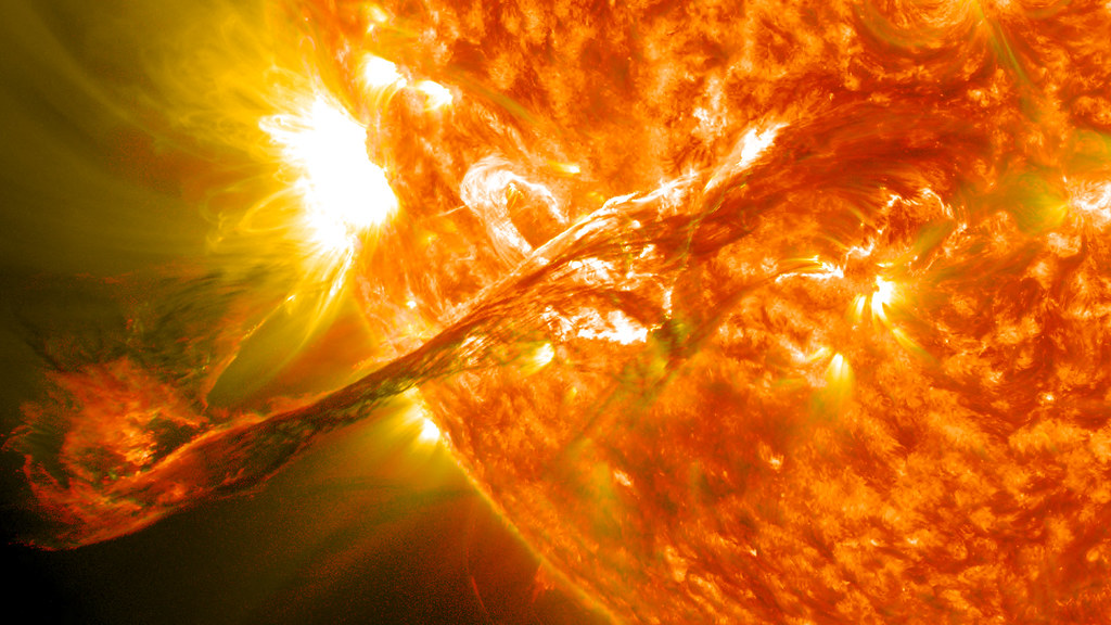 The NASA Goddard Telescope captured this massive Coronal Mass Ejection (CME) erupting from the sun in 2012.