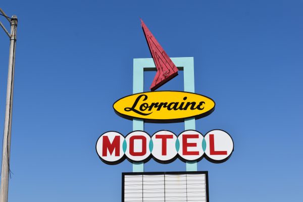 The Lorraine Motel sign in Memphis, Now the National Civil Rights Museum, and the location where MLK Jr was shot.