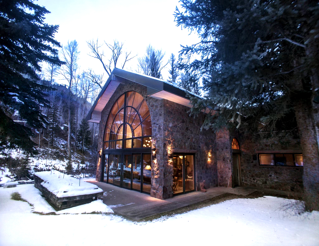 Aspen, Colo. is home to many beautiful (and expensive) estates such as this one, which sits on Maroon Creek and is only accessible via a bridge.