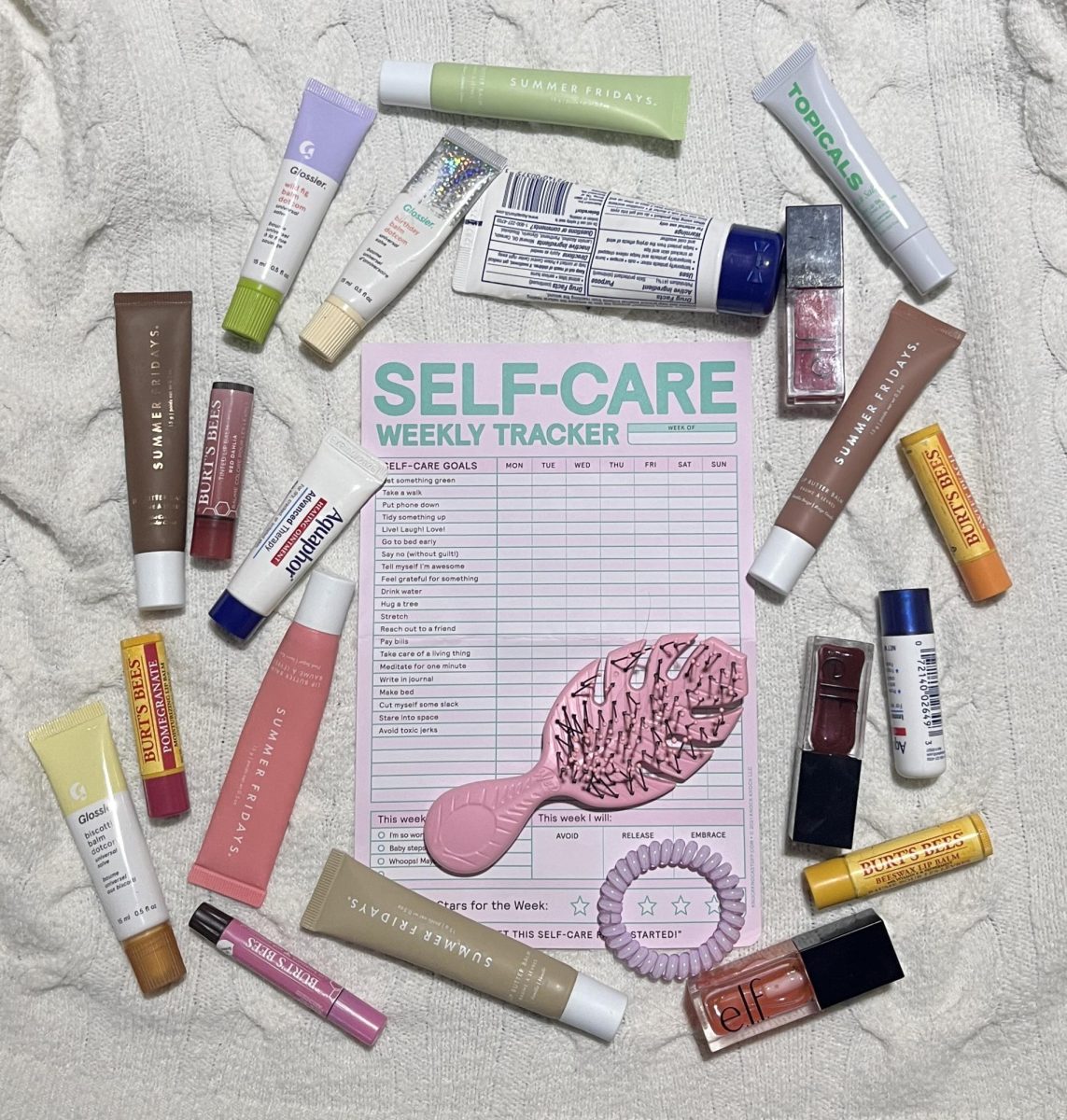 A self-care planner and products embody the commercialization of self-care.