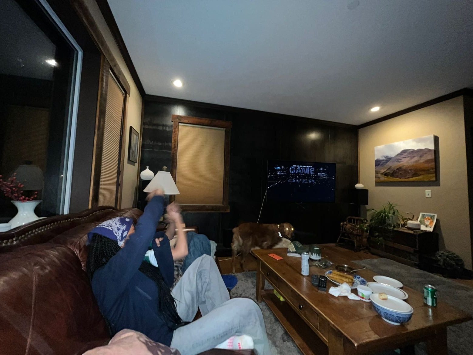 Gia Galindo Bartley and Areysi Galvan watch Kendrick Lamar's Superbowl Halftime show.
